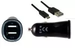 USB bilopladningsadapter 12V til 2x USB 5V max. 3,1A inkl. USB mikrokabel, 1,00m