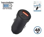 USB car 48W C fast charger, 30 W USB-C (PD 3.0/PPS) + 18 W USB-A (QC 3.0), black, DINIC box with Euro hole