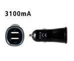 DINIC USB avtomobilski polnilni adapter 12-24V na 2 x USB 5V 3,1A USB tipa A, 1x 1000mA + 1x 2100mA, CE, črn, DINIC polična vrečka