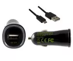 USB car quick charger, charging adapter + USB cable, input 12V DC, output 5V 1.5A/9V 1.5A/12V 1.2A, black, DINIC blister, 1.00m