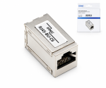DINIC RJ45 Cat.6A/5e Kupplung Buchse auf Buchse RJ45 Bu./Bu., geschirmt, Vollmetall, DINIC Box mit Euroloch