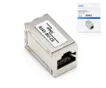 DINIC RJ45 Cat.6A/5e Kupplung Buchse auf Buchse RJ45 Bu./Bu., geschirmt, Vollmetall, DINIC Box mit Euroloch