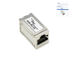 DINIC RJ45 Cat.6A/5e moteriškas RJ45 lizdas su moterišku RJ45 lizdu, ekranuotas, metalinis, DINIC dėžutė su Euro skyle