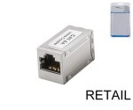 DINIC RJ45 Cat.6A/5e female to female RJ45 Bu./Bu., shielded, full metal