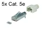 5x RJ45 Cat.5e Hirose Stecker, geschirmt 5er Pack, TM 11, grau