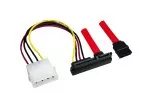 Cable S-ATA interno, conector S-ATA de 22 patillas a 90° a conector de alimentación de 7 patillas + 4 patillas, 0,50 m de longitud