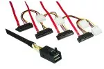 Kabel SAS SFF-8643 do SFF-8482 kątowy, HD mini SAS do 4x Data/Power, niskoprofilowy, długość 0,75 m