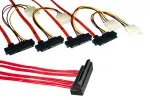 SAS Cable internal SFF-8484 to 4x SFF-8482, 4c multilane host angled to 4x target/device, 0,75m