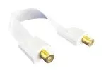 SAT cable F jack to F jack, window feed-through, extremely flat, white, length 0.26m