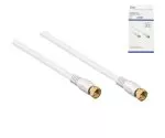 Câble coaxial SAT 2x F-fiche, 120dB, 1,5m, connecteurs dorés, quadruple blindage, blanc, DINIC Box