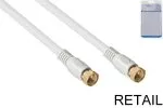 DINIC SAT coaxial cable F male to male, gold plated, quad shielded, white, length: 10,00m, blister
