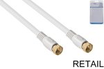 DINIC SAT Koaxialkabel F-Stecker auf Stecker, vergoldet, vierfach geschirmt, weiß, Länge 3,50m, Blister