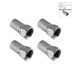 DINIC F-Aufdreh-Stecker für 7,3mm Kabel, Kupfer, Menge: 4 Stück, DINIC Box mit Euroloch, Länge 20mm