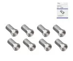 DINIC F-Aufdreh-Stecker für 7,3mm Kabel, Kupfer, Menge: 8 Stück, DINIC Box mit Euroloch, Länge 20mm