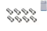 DINIC F-connector met kabelwartel 7,3 mm, koper, lengte 20 mm, aantal: 8 stuks, blisterverpakking