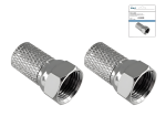 F-Aufdreh-Stecker für Kabel 7,3mm, Kupfer, Menge: 2 Stück, DINIC Box mit Euroloch, Länge 20mm