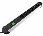 Multiple socket outlet with overvoltage protection, 6-way aluminium, 1.40 m cable