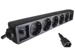 Power strip for UPS systems, 6-way, overvoltage protection 10A, with C14 plug, CE, cable length 1.50m