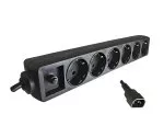 Socket strip for UPS systems, 6-way, overvoltage protection 10A, with C14 plug, CE, cable length 1.50m