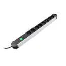 Multiprise avec protection contre les surtensions, 8x aluminium, câble de 1,4m, version slim