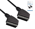 DINIC Scart cable 21-pin plug/plug, type U, cable ø 7 mm, black, DINIC box with Euro hole, length 1.50m
