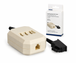 DINIC Telefonadapter TAE-F Stecker auf NFN Dose codiert und RJ11 (6P4C) Buchse, DINIC Box mit Euroloch, Länge 0,20m