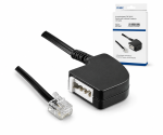 DINIC Adapterkabel RJ11 Stecker auf TAE-F Buchse, schwarz, DINIC Box mit Euroloch, Länge 0,20m