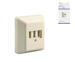 Caixa telefónica de superfície DINIC, NFN para um telefone e 2 extensões, caixa DINIC com Eurohole