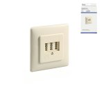 Caixa telefónica de encastrar DINIC, NFN para um telefone e 2 extensões, caixa DINIC com Eurohole