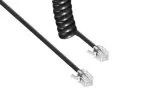 DINIC telephone handset spiral cable, RJ10 4P4C modular plug to plug, black, length 2.00m, blister pack