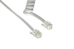 DINIC Telefonhörer-Spiralkabel, RJ10 4P4C Modularstecker auf Stecker, weiß, Länge 2,00m, Blister