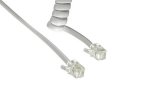 DINIC Telefonhörer-Spiralkabel, RJ10 4P4C Modularstecker auf Stecker, weiß, Länge 4,00m, Blister
