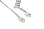 DINIC telephone handset spiral cable, RJ10 4P4C modular plug to plug, white, length 4.00m, blister pack