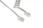 DINIC telephone handset spiral cable, RJ10 4P4C modular plug to plug, white, length 4.00m, blister pack