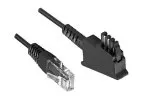 Câble de raccordement DINIC pour routeur DSL / VDSL, 2 pôles occupés (8P2C) broches 4 et 5, noir, longueur 3,00m, polybag