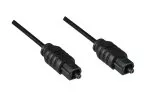 Toslink kabel, lengte 2,00m in zwart, 2mm diameter, plastic plug