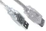 USB 2.0 prodlužovací konektor A do zásuvky, UL 2725, dvojité stínění, průhledný, DINIC polybag, délka 0,50 m