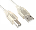 Cabo USB 2.0 ficha A para ficha B, UL 2725, blindagem dupla, transparente, saco de polietileno DINIC, comprimento 2,00m