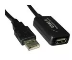 Prolunga USB 2.0 ATTIVA, A maschio/femmina, UL 2725, doppia schermatura, nera, 5,00m