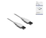 Kabel USB 2.0 Hi-Speed, od vtiča A do vtiča A, bel, škatla DINIC z luknjo Euro, dolžina 1,80 m