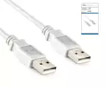 USB 2.0 Hi-Speed kabel A naar A plug, wit, DINIC doos met Euro gat, lengte 1.80m