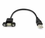 USB 2.0 Montagekabel A Stecker auf A Buchse, 30cm A Bu. anschraubbar, inkl. 2 Schrauben Abstand 26mm