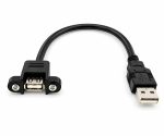USB 2.0 installation cable, A plug to A socket, 1 m, A socket suitable for screw mounting, incl. 2 screws, spacing 26 mm