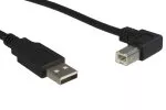 USB 2.0 kabelis A-B kairiuoju kampu, AWG 28/24, juodas, 0,50 m