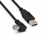 USB 2.0 kabel A naar B haaks, AWG 28/24, zwart, lengte 0,50m