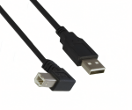 USB 2.0 kábel A-ből B-be, jobbra szögelt, AWG 28/24, fekete, hossza 0,50m
