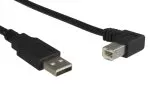 USB 2.0 cable A to B right angled, AWG 28/24, black, length 0.50m