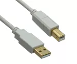DINIC USB 2.0 HQ Kabel A auf B Stecker, 28 AWG / 2C, 26 AWG / 2C, weiß, DINIC Polybag, Länge 5,00m