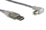 USB 2.0 Cable A to B male, left angled, transparent, 2,00m