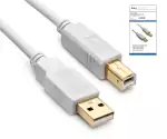 DINIC USB 2.0 HQ-kabel A til B-stik, 28 AWG / 2C, 26 AWG / 2C, hvid, DINIC-boks med Euro-hul, længde 3,00 m
